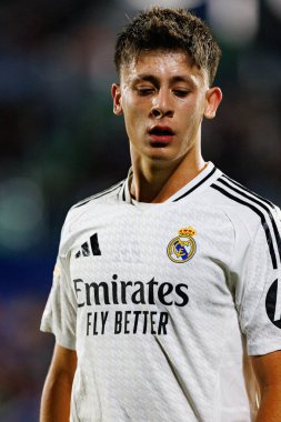 LaLiga EA SPORTS maçı sırasında Estadio Coliseum 'da Getafe CF ve Real Madrid CF takımları arasında görüldü (Maciej Rogowski)