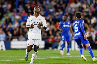 Küçük Vinicius, LaLiga EA SPORTS maçı sırasında Estadio Coliseum 'da Getafe CF ve Real Madrid CF takımları arasında görüldü (Maciej Rogowski)