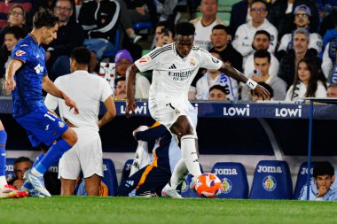 Küçük Vinicius, LaLiga EA SPORTS maçı sırasında Estadio Coliseum 'da Getafe CF ve Real Madrid CF takımları arasında görüldü (Maciej Rogowski)