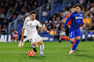Brahim Diaz, Estadio Coliseum 'daki Getafe CF ve Real Madrid CF takımları arasında LaLiga EA SPORTS maçında görüldü (Maciej Rogowski)