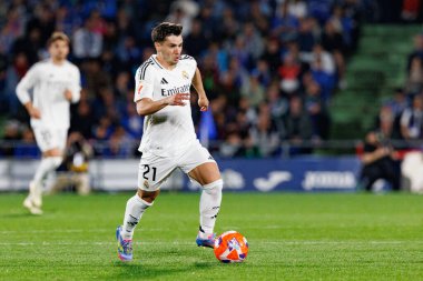 Brahim Diaz, Estadio Coliseum 'daki Getafe CF ve Real Madrid CF takımları arasında LaLiga EA SPORTS maçında görüldü (Maciej Rogowski)