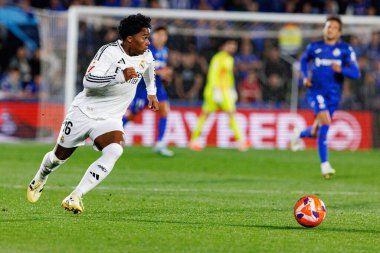 LaLiga EA SPORTS maçı sırasında Estadio Coliseum 'da Getafe CF ve Real Madrid CF takımları arasında görüldü (Maciej Rogowski)