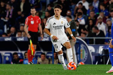 LaLiga EA SPORTS maçı sırasında Estadio Coliseum 'da Getafe CF ve Real Madrid CF takımları arasında görüldü (Maciej Rogowski)