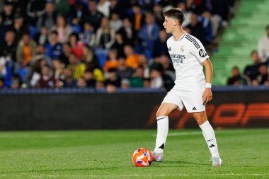 LaLiga EA SPORTS maçı sırasında Estadio Coliseum 'da Getafe CF ve Real Madrid CF takımları arasında görüldü (Maciej Rogowski)