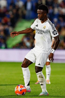 Küçük Vinicius, LaLiga EA SPORTS maçı sırasında Estadio Coliseum 'da Getafe CF ve Real Madrid CF takımları arasında görüldü (Maciej Rogowski)