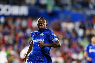 LaLiga EA SPORTS maçı sırasında Estadio Coliseum 'da Getafe CF ve Real Madrid CF takımları arasında görülen Djene (Maciej Rogowski)