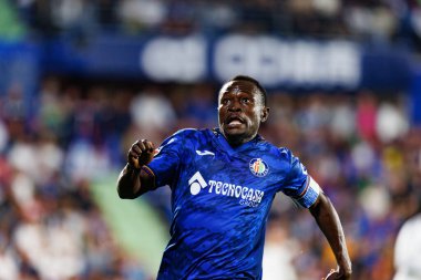 LaLiga EA SPORTS maçı sırasında Estadio Coliseum 'da Getafe CF ve Real Madrid CF takımları arasında görülen Djene (Maciej Rogowski)