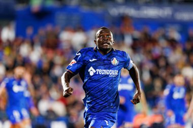 LaLiga EA SPORTS maçı sırasında Estadio Coliseum 'da Getafe CF ve Real Madrid CF takımları arasında görülen Djene (Maciej Rogowski)