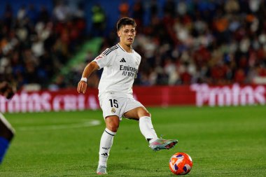LaLiga EA SPORTS maçı sırasında Estadio Coliseum 'da Getafe CF ve Real Madrid CF takımları arasında görüldü (Maciej Rogowski)