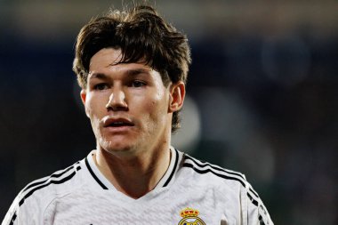 Fran Garcia, LaLiga EA SPORTS maçı sırasında Estadio Coliseum 'da Getafe CF ve Real Madrid CF takımları arasında görüldü (Maciej Rogowski)