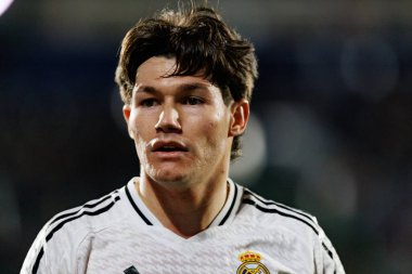 Fran Garcia, LaLiga EA SPORTS maçı sırasında Estadio Coliseum 'da Getafe CF ve Real Madrid CF takımları arasında görüldü (Maciej Rogowski)