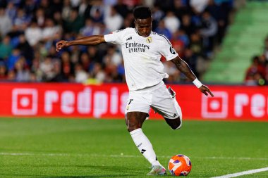 Küçük Vinicius, LaLiga EA SPORTS maçı sırasında Estadio Coliseum 'da Getafe CF ve Real Madrid CF takımları arasında görüldü (Maciej Rogowski)