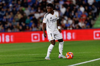 Küçük Vinicius, LaLiga EA SPORTS maçı sırasında Estadio Coliseum 'da Getafe CF ve Real Madrid CF takımları arasında görüldü (Maciej Rogowski)