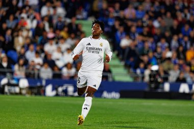 LaLiga EA SPORTS maçı sırasında Estadio Coliseum 'da Getafe CF ve Real Madrid CF takımları arasında görüldü (Maciej Rogowski)