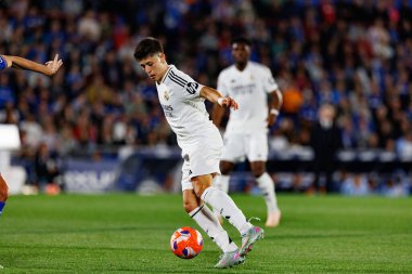 LaLiga EA SPORTS maçı sırasında Estadio Coliseum 'da Getafe CF ve Real Madrid CF takımları arasında görüldü (Maciej Rogowski)