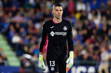 David Soria, LaLiga EA SPORTS maçı sırasında Estadio Coliseum 'da Getafe CF ve Real Madrid CF takımları arasında görüldü (Maciej Rogowski)