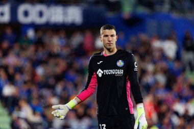 David Soria, LaLiga EA SPORTS maçı sırasında Estadio Coliseum 'da Getafe CF ve Real Madrid CF takımları arasında görüldü (Maciej Rogowski)
