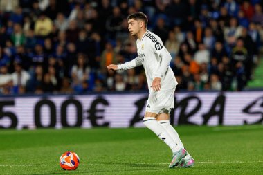 Federico Valverde, Estadio Coliseum 'daki Getafe CF ve Real Madrid CF takımları arasında LaLiga EA SPORTS maçı sırasında görüldü (Maciej Rogowski)