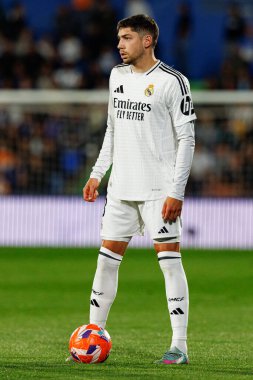 Federico Valverde, Estadio Coliseum 'daki Getafe CF ve Real Madrid CF takımları arasında LaLiga EA SPORTS maçı sırasında görüldü (Maciej Rogowski)