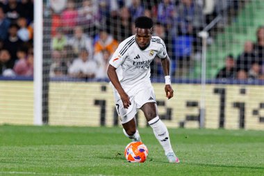 Küçük Vinicius, LaLiga EA SPORTS maçı sırasında Estadio Coliseum 'da Getafe CF ve Real Madrid CF takımları arasında görüldü (Maciej Rogowski)