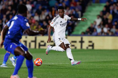 Küçük Vinicius, LaLiga EA SPORTS maçı sırasında Estadio Coliseum 'da Getafe CF ve Real Madrid CF takımları arasında görüldü (Maciej Rogowski)