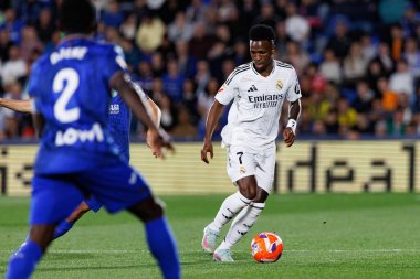 Küçük Vinicius, LaLiga EA SPORTS maçı sırasında Estadio Coliseum 'da Getafe CF ve Real Madrid CF takımları arasında görüldü (Maciej Rogowski)