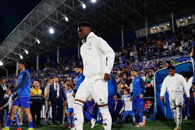 Aurelien Tchouameni, LaLiga EA SPORTS maçı sırasında Estadio Coliseum 'daki Getafe CF ve Real Madrid CF takımları arasında görüldü (Maciej Rogowski)