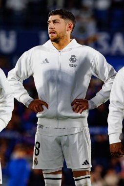 Federico Valverde, Estadio Coliseum 'daki Getafe CF ve Real Madrid CF takımları arasında LaLiga EA SPORTS maçı sırasında görüldü (Maciej Rogowski)