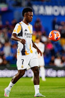 Küçük Vinicius, LaLiga EA SPORTS maçı sırasında Estadio Coliseum 'da Getafe CF ve Real Madrid CF takımları arasında görüldü (Maciej Rogowski)
