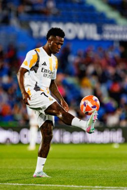 Küçük Vinicius, LaLiga EA SPORTS maçı sırasında Estadio Coliseum 'da Getafe CF ve Real Madrid CF takımları arasında görüldü (Maciej Rogowski)
