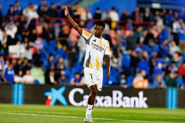 Küçük Vinicius, LaLiga EA SPORTS maçı sırasında Estadio Coliseum 'da Getafe CF ve Real Madrid CF takımları arasında görüldü (Maciej Rogowski)