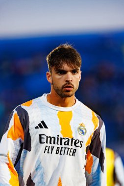 Raul Asencio, LaLiga EA SPORTS maçında Getafe CF ve Real Madrid CF takımları arasında Estadio Kolezyumu 'nda görüldü (Maciej Rogowski)