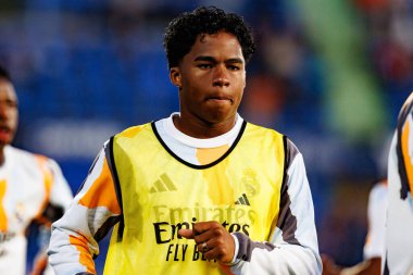 LaLiga EA SPORTS maçı sırasında Estadio Coliseum 'da Getafe CF ve Real Madrid CF takımları arasında görüldü (Maciej Rogowski)