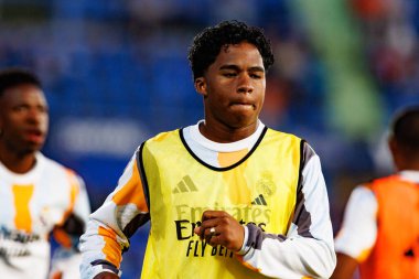 LaLiga EA SPORTS maçı sırasında Estadio Coliseum 'da Getafe CF ve Real Madrid CF takımları arasında görüldü (Maciej Rogowski)