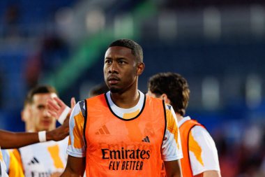 David Alaba LaLiga EA SPORTS maçı sırasında Estadio Coliseum 'da Getafe CF ve Real Madrid CF takımları arasında görüldü (Maciej Rogowski)