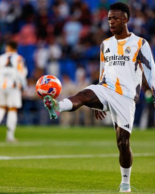 Küçük Vinicius, LaLiga EA SPORTS maçı sırasında Estadio Coliseum 'da Getafe CF ve Real Madrid CF takımları arasında görüldü (Maciej Rogowski)