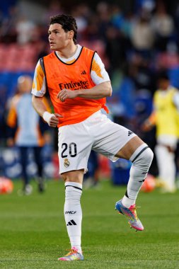 Fran Garcia, LaLiga EA SPORTS maçı sırasında Estadio Coliseum 'da Getafe CF ve Real Madrid CF takımları arasında görüldü (Maciej Rogowski)