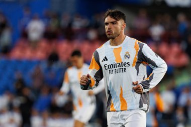 Raul Asencio, LaLiga EA SPORTS maçında Getafe CF ve Real Madrid CF takımları arasında Estadio Kolezyumu 'nda görüldü (Maciej Rogowski)