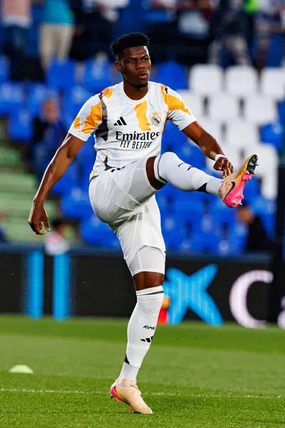 Aurelien Tchouameni, LaLiga EA SPORTS maçı sırasında Estadio Coliseum 'daki Getafe CF ve Real Madrid CF takımları arasında görüldü (Maciej Rogowski)