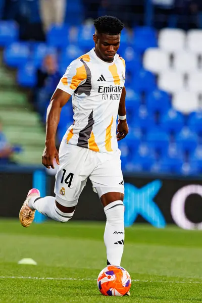 Aurelien Tchouameni, LaLiga EA SPORTS maçı sırasında Estadio Coliseum 'daki Getafe CF ve Real Madrid CF takımları arasında görüldü (Maciej Rogowski)