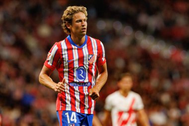 Marcos Llorente, Atletico de Madrid ve Rayo Vallecano takımları arasında Estadio Civitas Metropolitano 'da oynanan LaLiga EA SPORTS maçı sırasında görüldü (Maciej Rogowski)