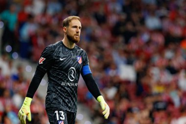 Jan Oblak LaLiga EA SPORTS maçı sırasında Estadio Civitas Metropolitano 'da Atletico de Madrid ve Rayo Vallecano takımları arasında görüldü (Maciej Rogowski)