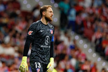 Jan Oblak LaLiga EA SPORTS maçı sırasında Estadio Civitas Metropolitano 'da Atletico de Madrid ve Rayo Vallecano takımları arasında görüldü (Maciej Rogowski)