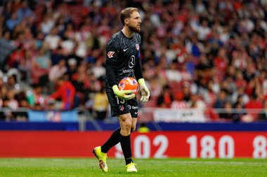 Jan Oblak LaLiga EA SPORTS maçı sırasında Estadio Civitas Metropolitano 'da Atletico de Madrid ve Rayo Vallecano takımları arasında görüldü (Maciej Rogowski)