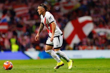 Alfonso Espino Pacha LaLiga EA SPORTS maçı sırasında Estadio Civitas Metropolitano 'da Atletico de Madrid ve Rayo Vallecano takımları arasında görüldü (Maciej Rogowski)