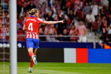 Conor Gallagher, LaLiga EA SPORTS maçında Estadio Civitas Metropolitano 'daki Atletico de Madrid ve Rayo Vallecano takımları arasında gol attıktan sonra kutlama yaparken görüldü (Maciej Rogowski))