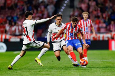 Pedro Diaz ve Julian Alvarez LaLiga EA SPORTS maçı sırasında Estadio Civitas Metropolitano 'da Atletico de Madrid ve Rayo Vallecano takımları arasında görüldü (Maciej Rogowski)