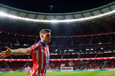 Alexander Sorloth, Estadio Civitas Metropolitano 'daki Atletico de Madrid ve Rayo Vallecano takımları arasındaki LaLiga EA SPORTS maçında gol attıktan sonra kutlama yaparken görüldü (Maciej Rogowski)
