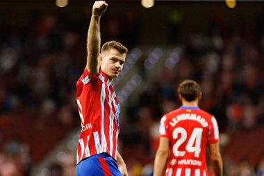 Alexander Sorloth, Estadio Civitas Metropolitano 'daki Atletico de Madrid ve Rayo Vallecano takımları arasındaki LaLiga EA SPORTS maçında gol attıktan sonra kutlama yaparken görüldü (Maciej Rogowski)