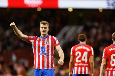 Alexander Sorloth, Estadio Civitas Metropolitano 'daki Atletico de Madrid ve Rayo Vallecano takımları arasındaki LaLiga EA SPORTS maçında gol attıktan sonra kutlama yaparken görüldü (Maciej Rogowski)